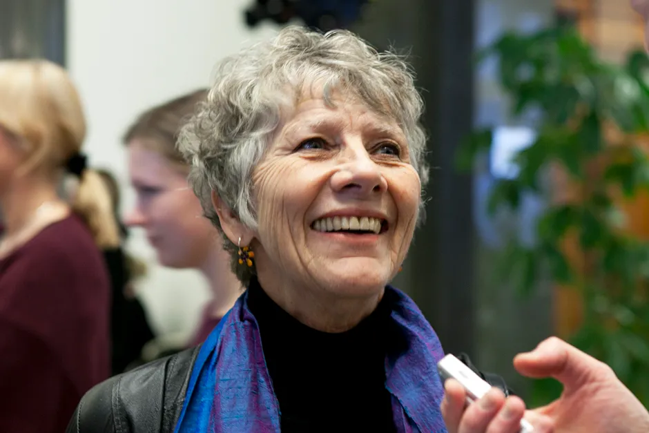 Margrethe Auken overværede datteren Ida Auken's afskedstale, miljøministeriet, 3 februar 2014