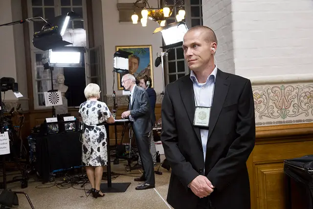 Pia Kjærsgaard interviewes